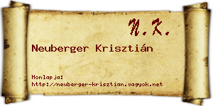 Neuberger Krisztián névjegykártya